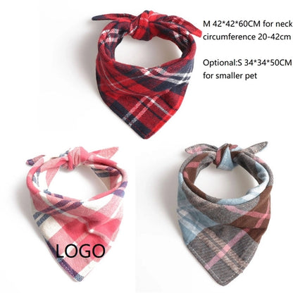 Plaid Dog Bandana Cotton Handkerchief Triangle Pets Scarf