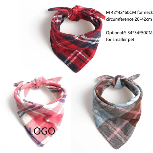 Plaid Dog Bandana Cotton Handkerchief Triangle Pets Scarf