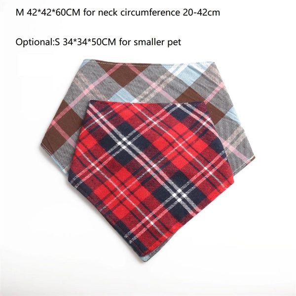 Plaid Dog Bandana Cotton Handkerchief Triangle Pets Scarf