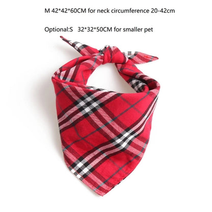 Plaid Dog Bandana Cotton Handkerchief Triangle Pets Scarf