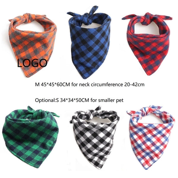 Plaid Dog Bandana Cotton Handkerchief Triangle Pets Scarf