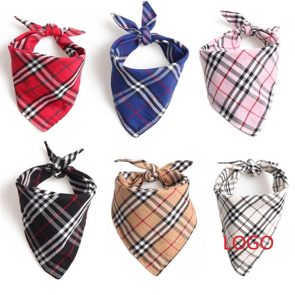 Plaid Dog Bandana Cotton Handkerchief Triangle Pets Scarf