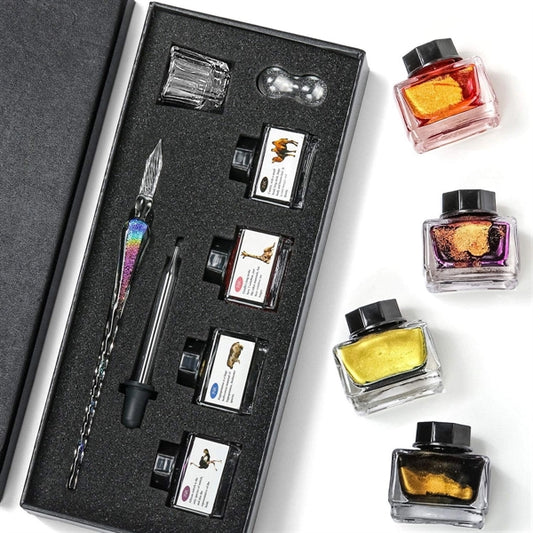 Glass Dip Pen Handmade Ink Set Crystal Calligraphy Drawing