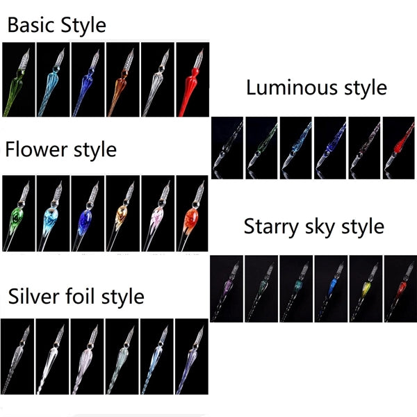 Glass Dip Pen Handmade Ink Set Crystal Calligraphy Drawing