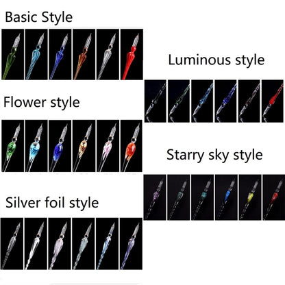 Glass Dip Pen Handmade Ink Set Crystal Calligraphy Drawing