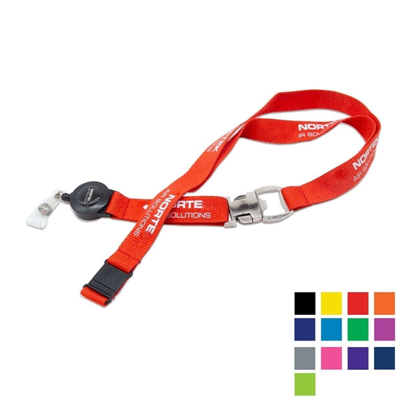 Custom 3/4" Polyester Lanyard w/ Bottle Opener & Retractable