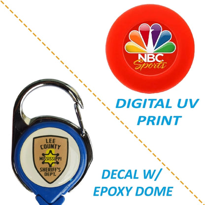 Tear-Drop Retractable Round Badge Reel w/ Pins