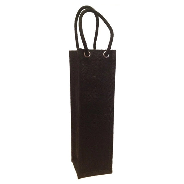 Jute Wine Bag with Rope Handles For One Bottle (4 x 14 x 4)