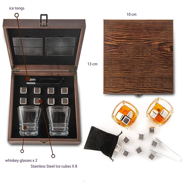 Whiskey Stainless Steel Ice Cube Gift Set