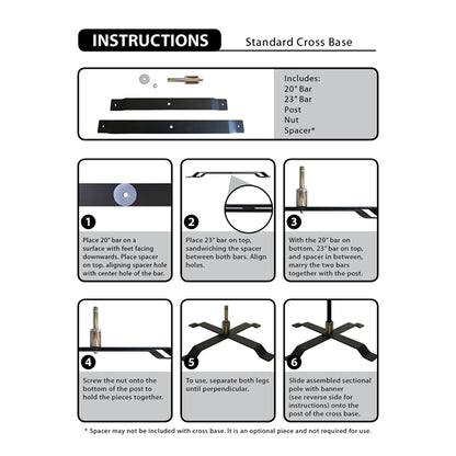 6' Portable Double Sided Half Drop Kit w/ Cross Base