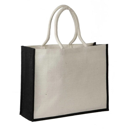 Jute Shopping Tote with Cotton Web Handle and Inside Pocket