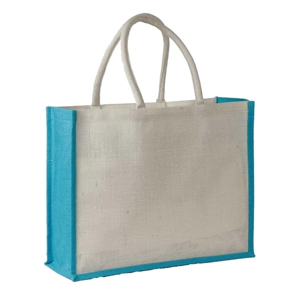 Jute Shopping Tote with Cotton Web Handle and Inside Pocket