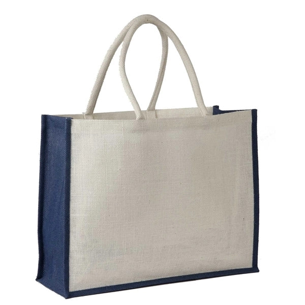 Jute Shopping Tote with Cotton Web Handle and Inside Pocket