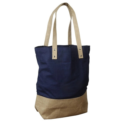 Cotton Tote Bag with Jute Trim & Handles (16 x 16 x 5.5)