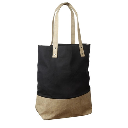 Cotton Tote Bag with Jute Trim & Handles (16 x 16 x 5.5)