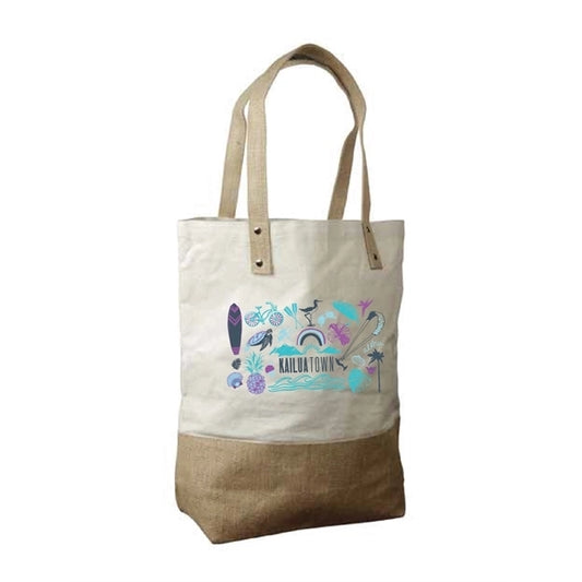Cotton Tote Bag with Jute Trim & Handles (16 x 16 x 5.5)
