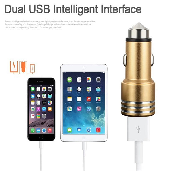 Car Safety Hammer Premium Metal Bullet Usb Charger