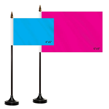 4" x 6" Single Reverse Stick Flag with Black Plastic Base