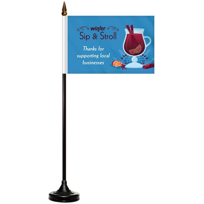 4" x 6" Double Sided Stick Flag with Black Plastic Base