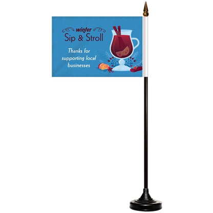 4" x 6" Double Sided Stick Flag with Black Plastic Base