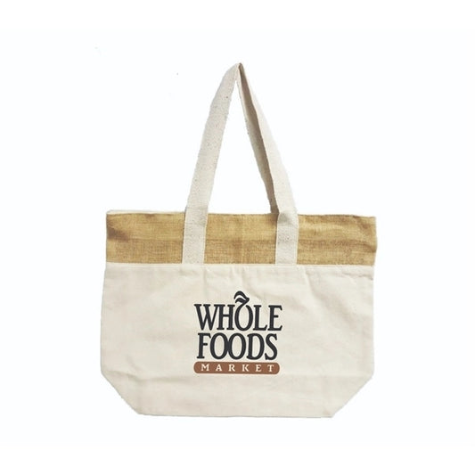 Large Shopping Bag with Natural Jute Cotton Gusset (20x15x6)
