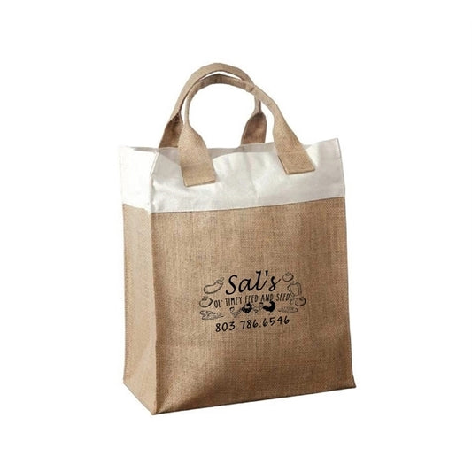 Mini Jute Gift Bag with Colored Cotton Trims and Self Handle