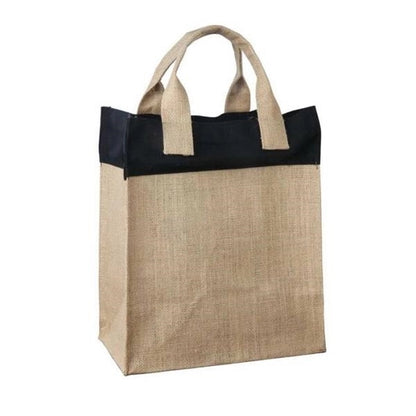 Mini Jute Gift Bag with Colored Cotton Trims and Self Handle
