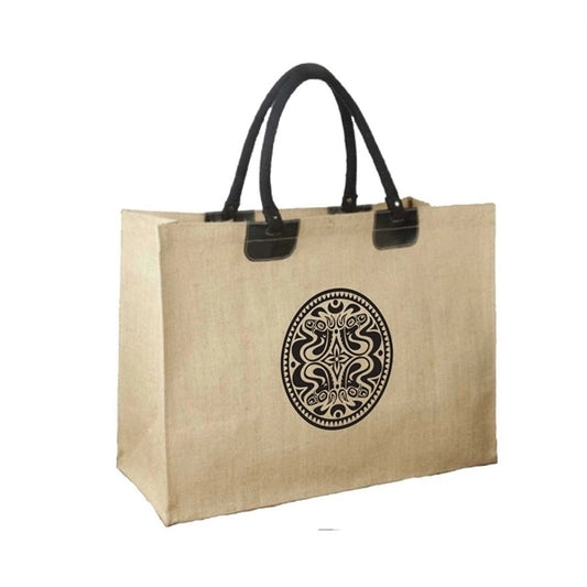 Jumbo Jute Tote with Leather Accents (21 x 14 x 9)