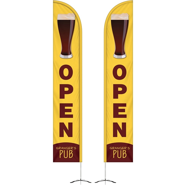 12' Double Sided Half Drop Banner w/ Premium Hardware & Base