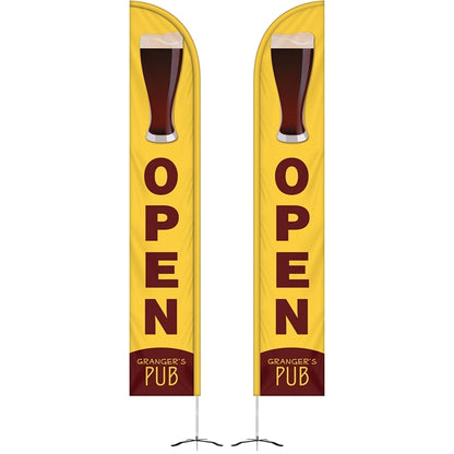 12' Double Sided Half Drop Banner w/ Premium Hardware & Base