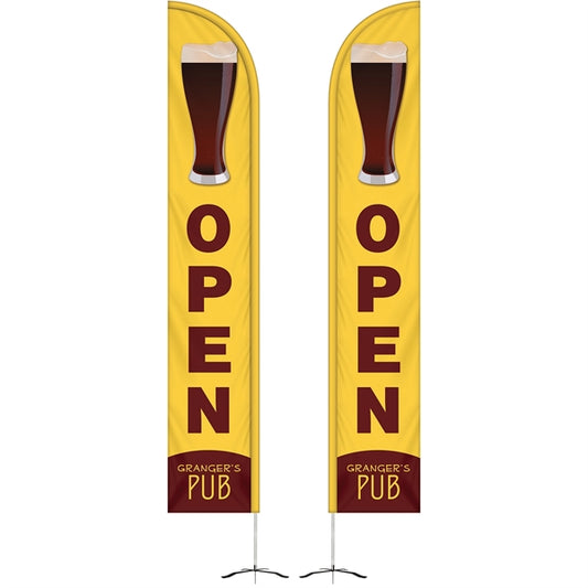 12' Double Sided Half Drop Banner w/ Premium Hardware & Base