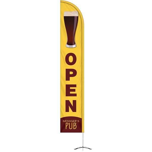 12' Double Sided Half Drop Banner w/ Premium Hardware & Base