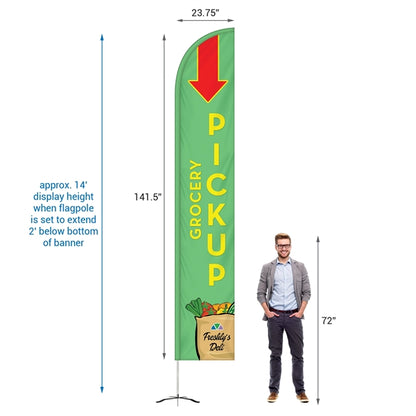 12' Double Sided Half Drop Banner w/ Premium Hardware & Base