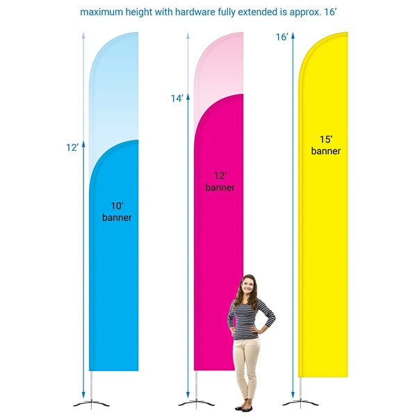 12' Double Sided Half Drop Banner w/ Premium Hardware & Base