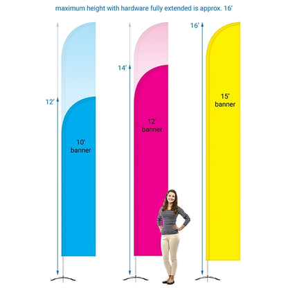 12' Double Sided Half Drop Banner w/ Premium Hardware & Base