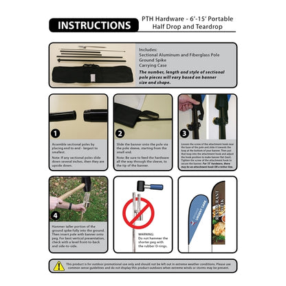 12' Double Sided Half Drop Banner w/ Premium Hardware & Base