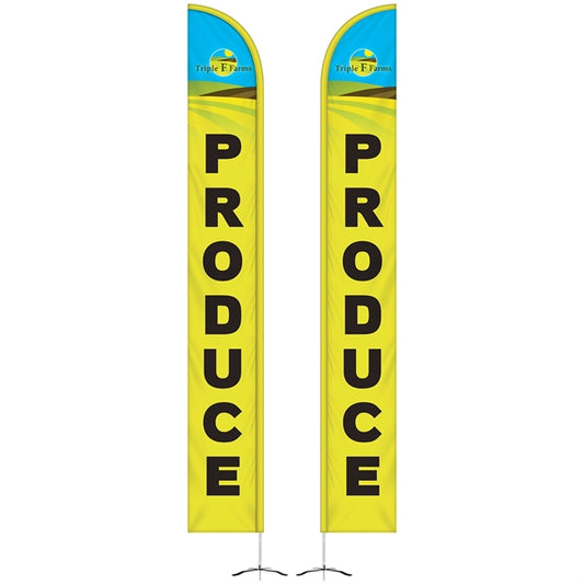 15' Double Sided Half Drop Banner w/ Premium Hardware & Base