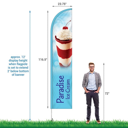 10'Double Sided Half Drop Banner w/ Premium Hardware & Spike