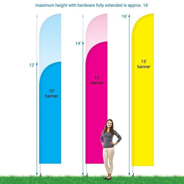 10'Double Sided Half Drop Banner w/ Premium Hardware & Spike
