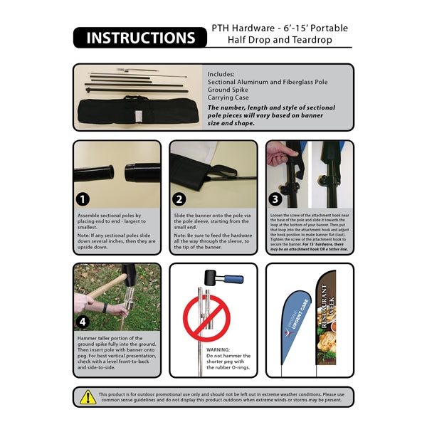 10'Double Sided Half Drop Banner w/ Premium Hardware & Spike