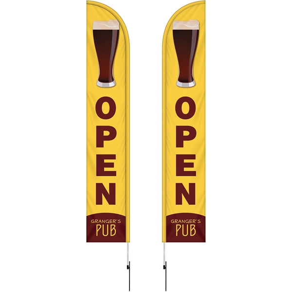 12'Double Sided Half Drop Banner w/ Premium Hardware & Spike