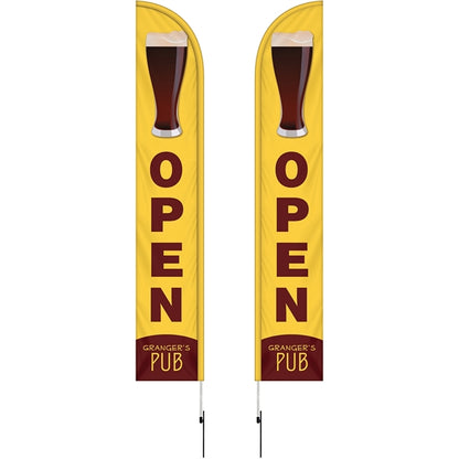 12'Double Sided Half Drop Banner w/ Premium Hardware & Spike
