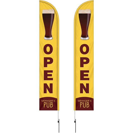 12'Double Sided Half Drop Banner w/ Premium Hardware & Spike