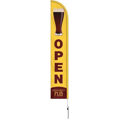 12'Double Sided Half Drop Banner w/ Premium Hardware & Spike