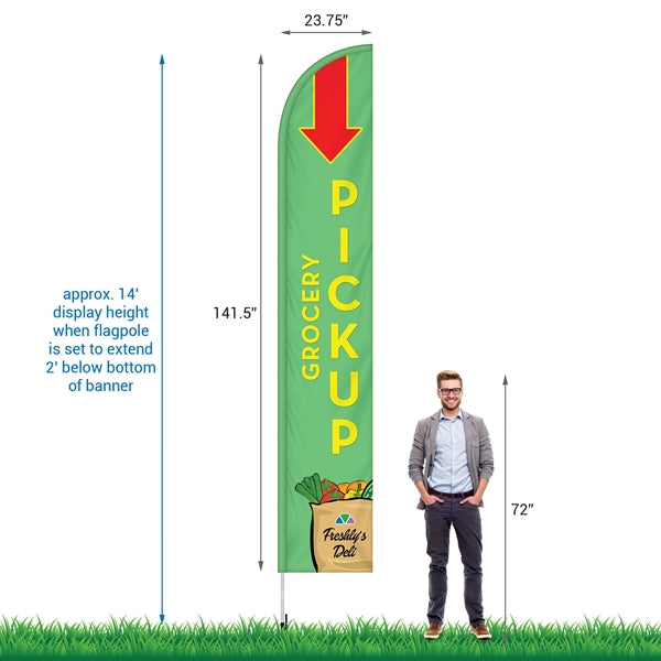 12'Double Sided Half Drop Banner w/ Premium Hardware & Spike