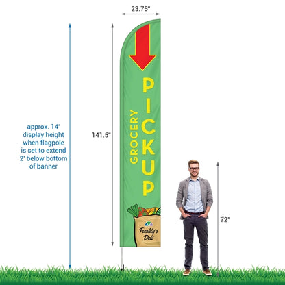 12'Double Sided Half Drop Banner w/ Premium Hardware & Spike