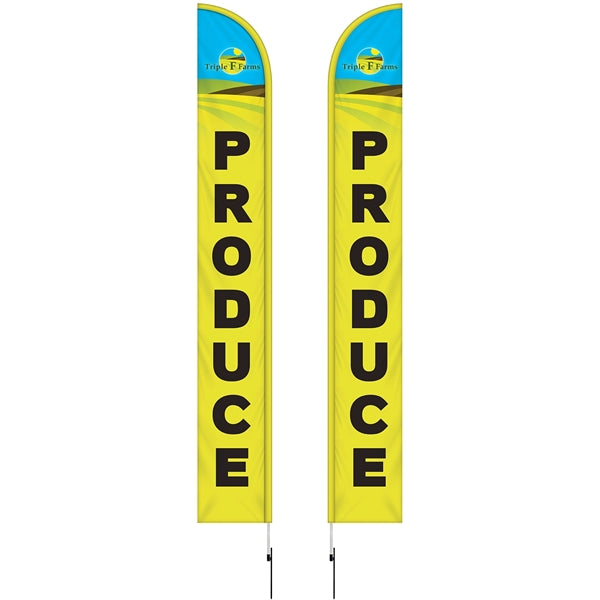 15'Double Sided Half Drop Banner w/ Premium Hardware & Spike