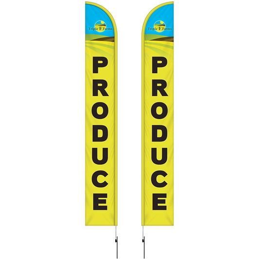 15'Double Sided Half Drop Banner w/ Premium Hardware & Spike