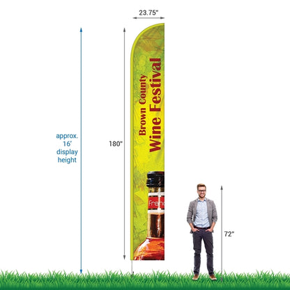 15'Double Sided Half Drop Banner w/ Premium Hardware & Spike