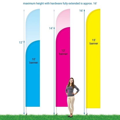 15'Double Sided Half Drop Banner w/ Premium Hardware & Spike